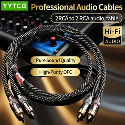 YYAUDIOHIFI Stereo RCA Audio Cable 6N OFC Male to Male 2RCA to 2RCA Audio Cable with Gold Plated Connector Plug For CD Amplifier