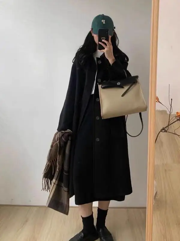 

Двустороннее шерстяное пальто Hebe Sle Camere Bla средней длины для женщин, новая коллекция Осень-Зима 2025, высококачественное шерстяное пальто