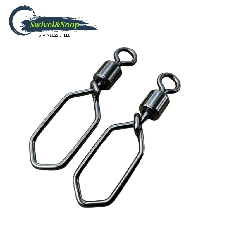 30/60 Peças Giradores de Pesca em Aço Inoxidável com Clipe de Engate Rápido e Conector de Isca, Resistentes à Água Salgada, Acessórios de Pesca