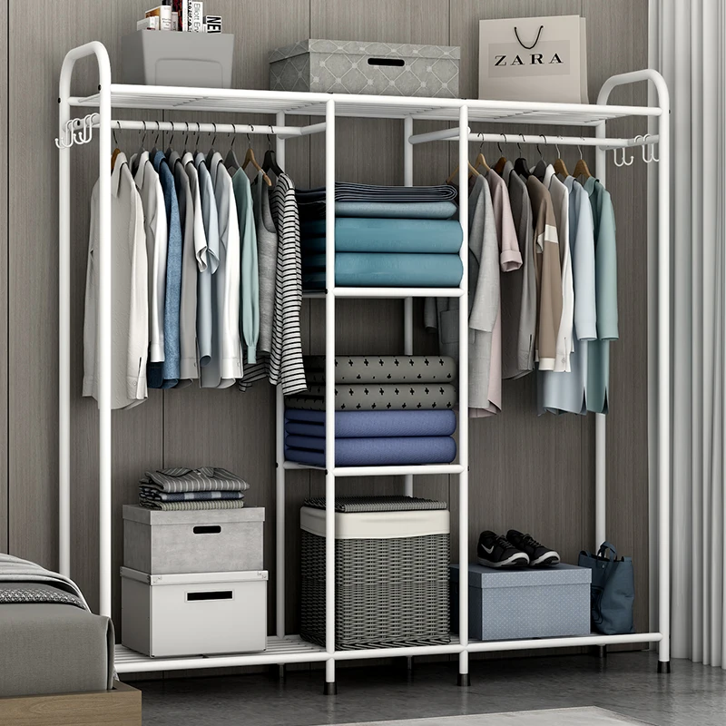 Hanging clothes rack open simple wardrobe rental room is modern and simple.