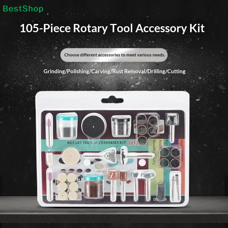 105PCS Abrasive Rotary Tool Accessories Set Electric Mini Drill Bit Kit Sanding Polishing Cutting Engraving Heads