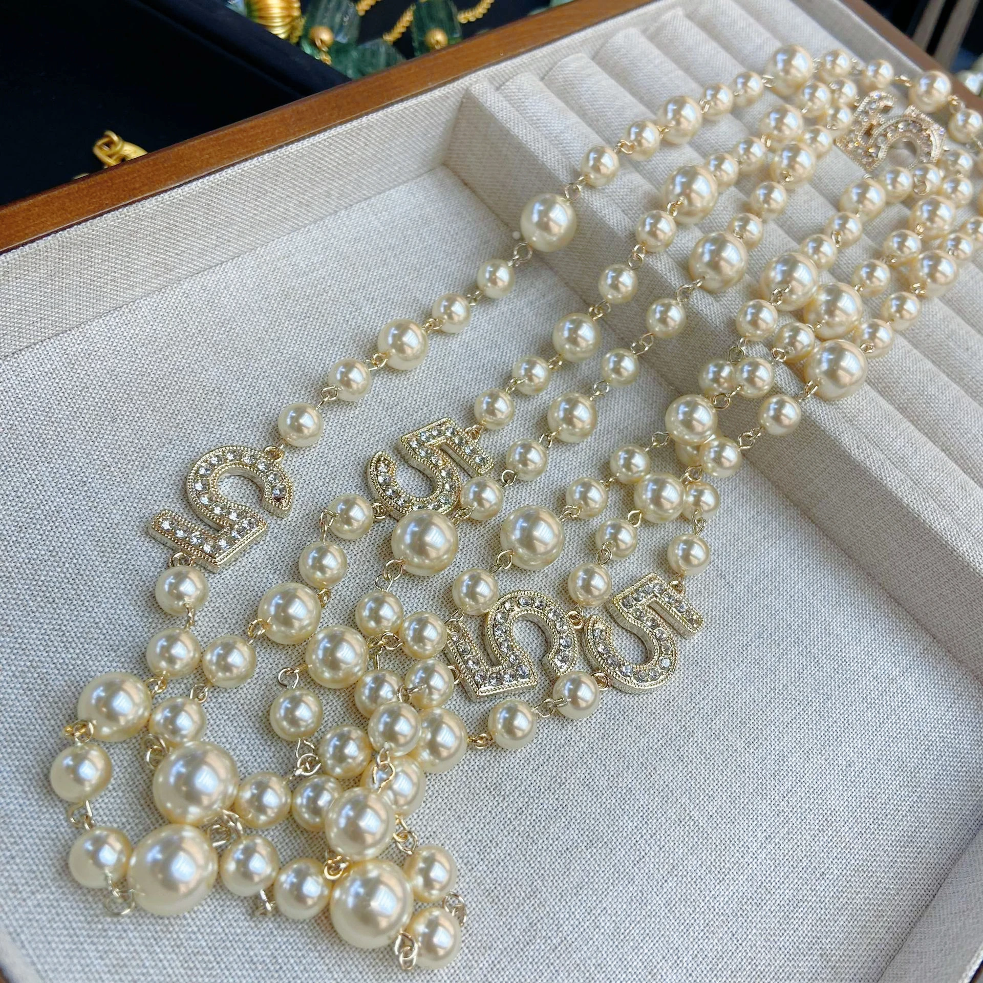 Layers Pearl Long Sweater Chain Necklace Female Fashion Girl Jewelry