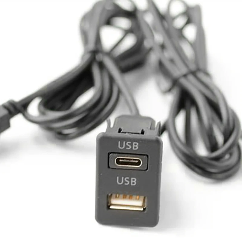 Adaptador de Cable de extensión de doble USB-TAPYC para coche Toyota, Panel de 2 puertos USB, montaje empotrado de tablero, 150CM