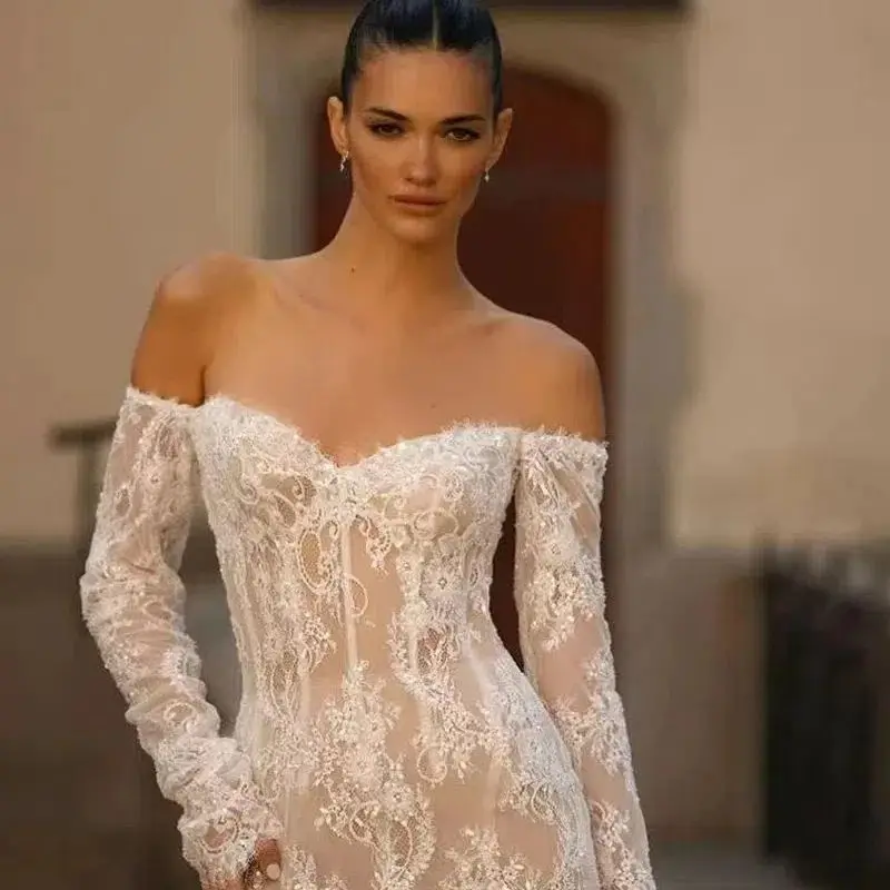

Simple Mermaid Wedding Dresses Strapless Appliques Lace Party Special Occasion Gown Bridal Gown Vestido De Noiva Customized