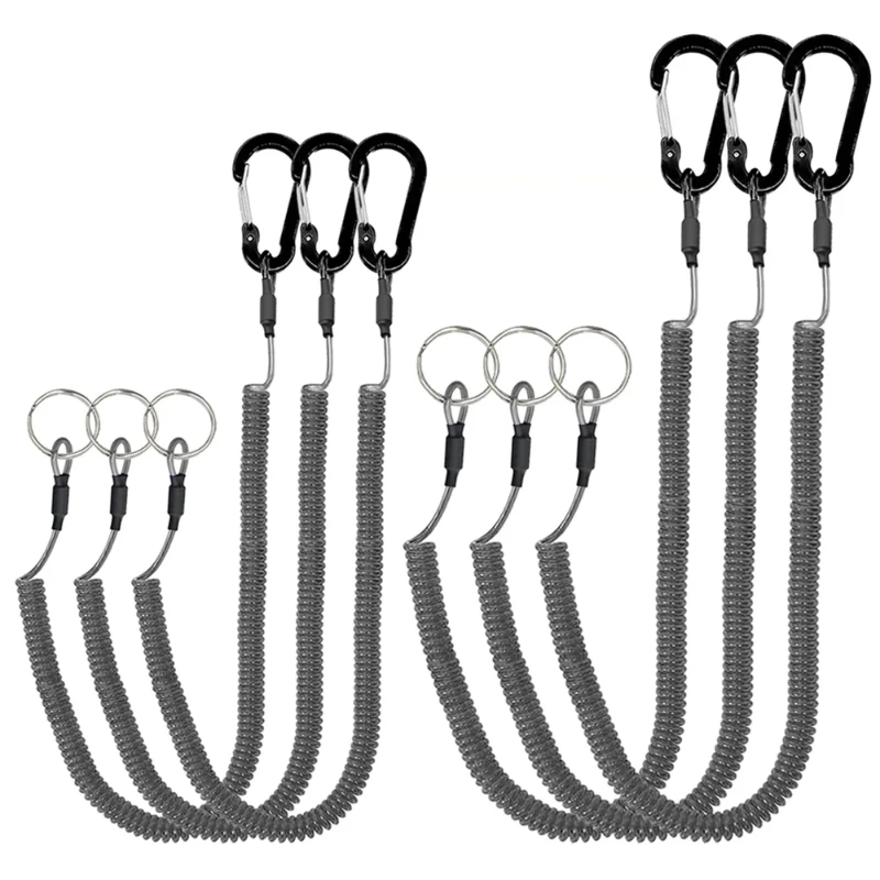 

Fishing Elastic Lanyard 1.5m Safety Rope Wire Steel with Carabiner for Fishing Tools Pliers Fish Lip Grips Holder Accessories
