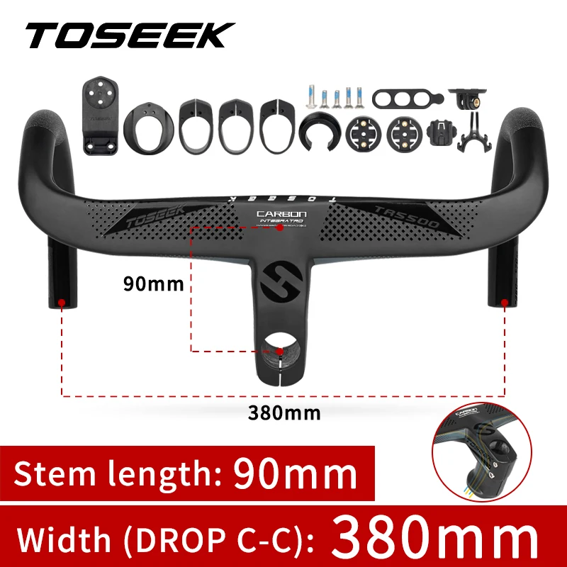 TOSEEK Carbon stuur Road Carbon stuur Drop bar T800 Carbon geïntegreerd stuur Di2 Fietsaccessoires Carbon Drop bar
