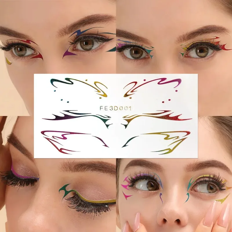 Colorful Eyes Makeup Stickers Laser Eyeliner Eyebrows Led Face stickers Decals Festival Party Tattoo Decor Makeup Accessory