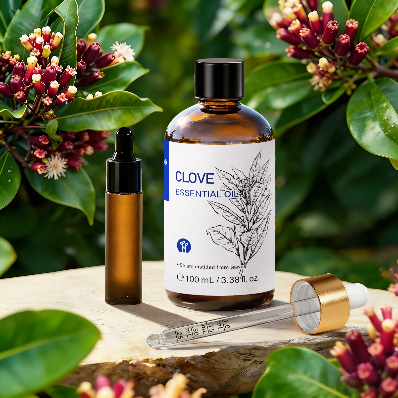 HIQILI Olio Essenziale di Chiodi di Garofano 10/30/100mL, Olio di Chiodi di Garofano Puro per la Cura dei Denti, Umidificatore, Diffusore, Candele/Sap
