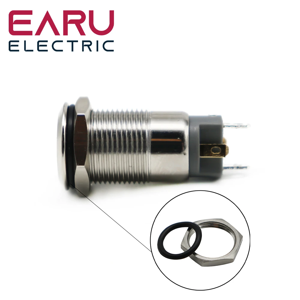 1pc Car Computer 12mm Latching Angel Eye Aluminum Metal LED Power NO Push Button Switch Self-locking Metal Switch Normally Open