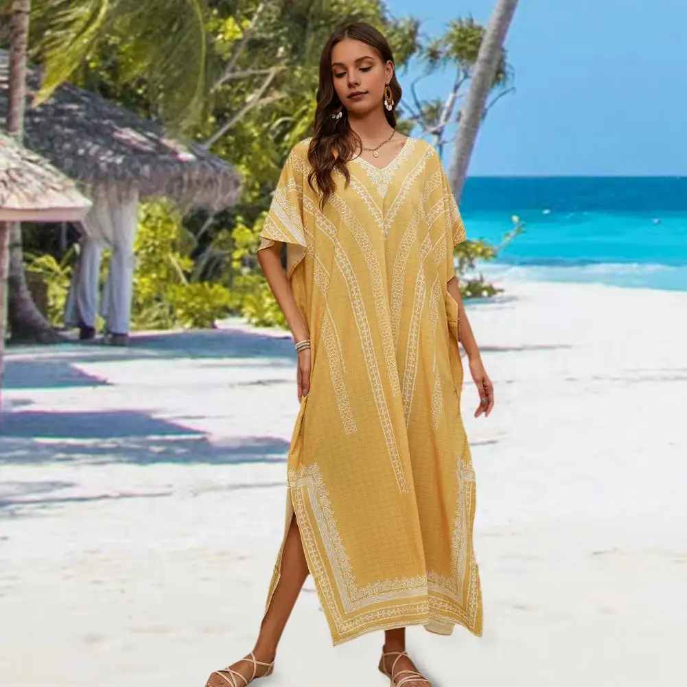 2024 Chiffon Beach Cover Up Beach Tunic Dress Bikini Cover Up Women Swimsuit Robe Swimwear Beachwear Bathing Suit Loose Dress