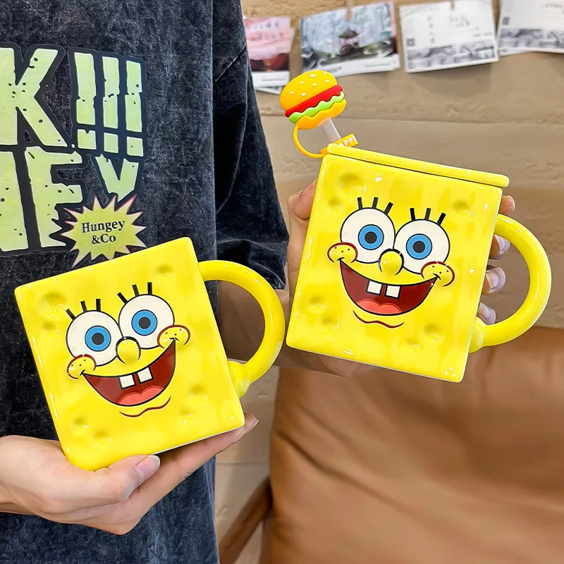 Animation Surrounding Movie Spongebob Mugs Latest Ceramic Cups with Lids Used To Cups Coffee CupsKids Gifts Christmas Gifts