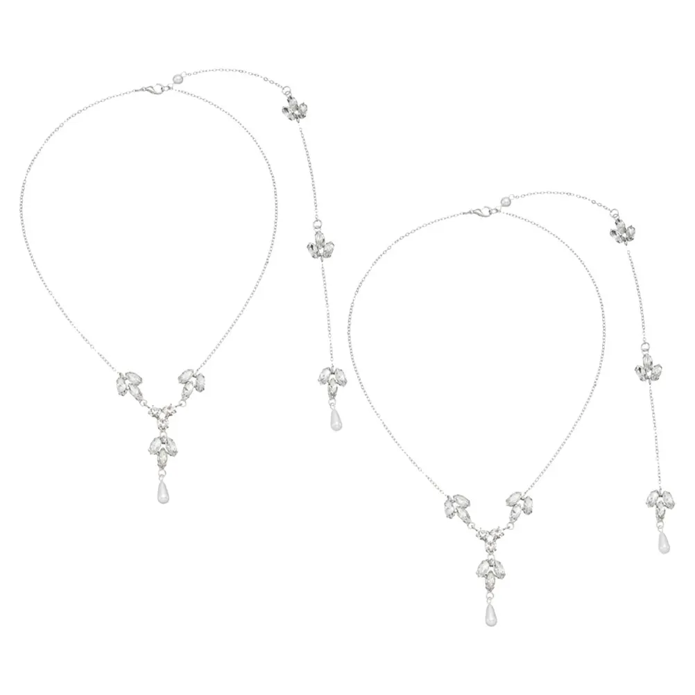 

2Pcs Backless Necklace Rhinestones Fashion Jewelry for Women Bridal Wedding Party Accessories Elegant Simple Design