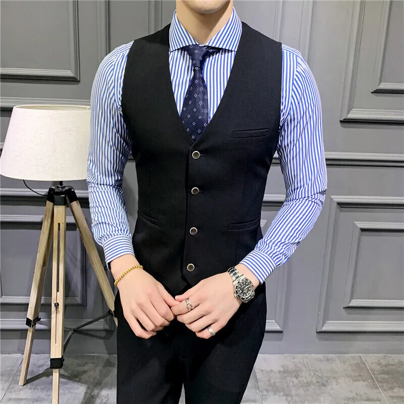 Colete casual masculino, edição coreana, slim fit juvenil, grande vestido de trabalho, noivo e bridesman, novo, verão, A6081