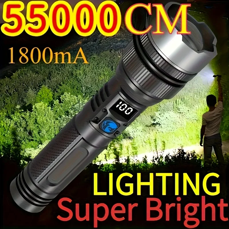 

Ultra Bright Flashlight,Digital High-power Aluminum Alloy Flashlight - USB Rechargeable,Extendable,Used for Emergency Lighting