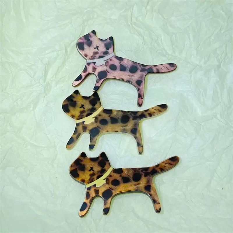 

New arrived 100pcs/lot color Leopard print cartoon cats shape acrylic beads diy jewelry garment hair accessory