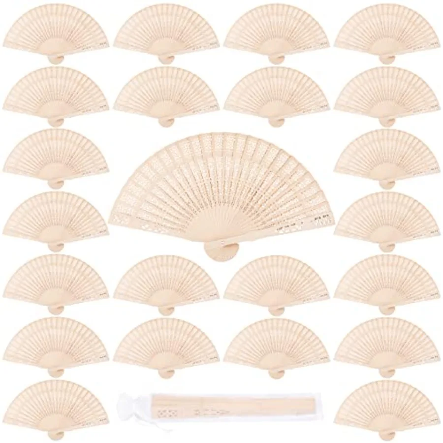 

durony Pieces Sandalwood Fans Wooden Handheld Folding Fans Scented Wooden Fans Vintage Hand Fans for Wedding Decoration, Natura
