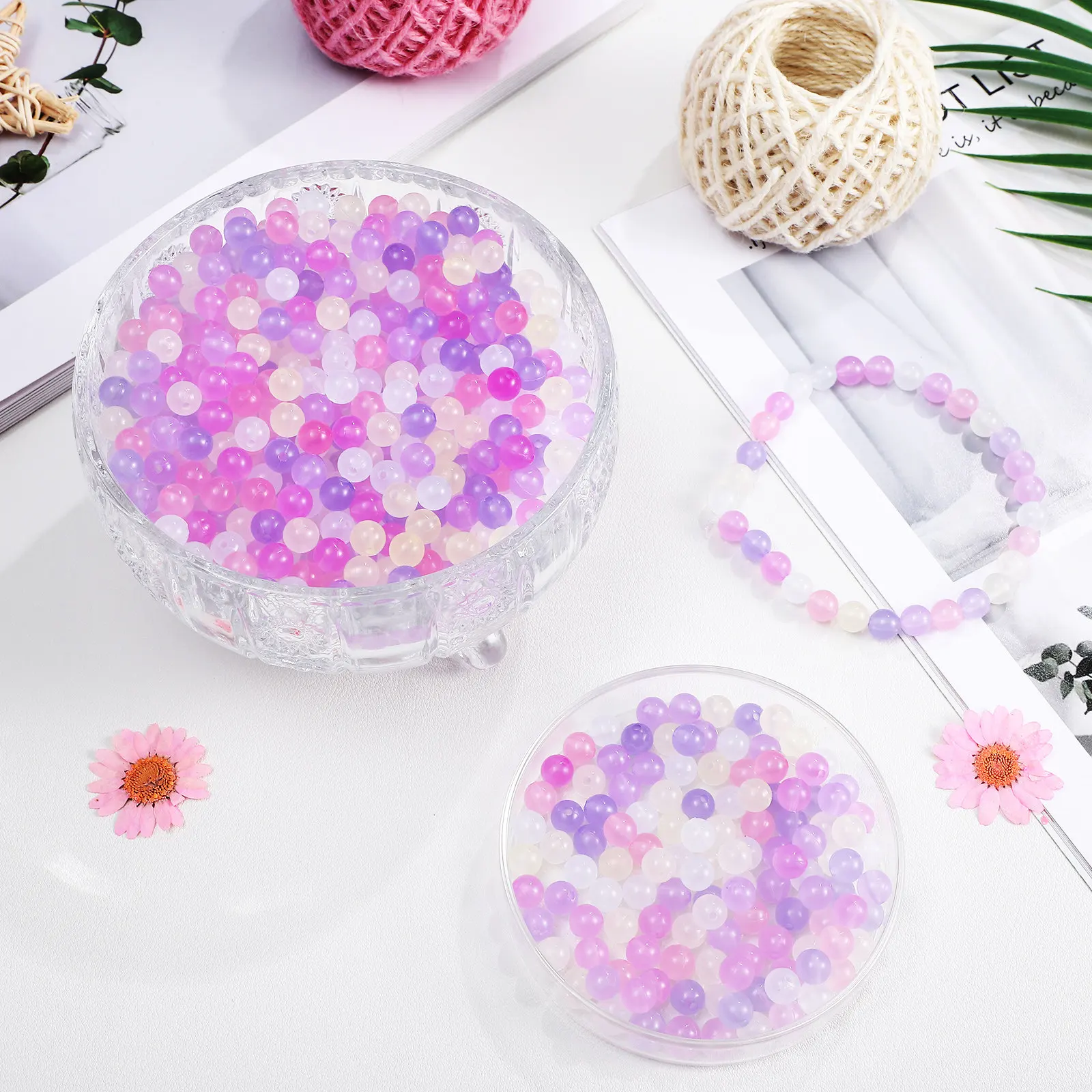1000Pcs Solar Beads Uv Color Changing Plastic Round Beads for DIY Bracelets Necklaces Party Activities Science Education Kits