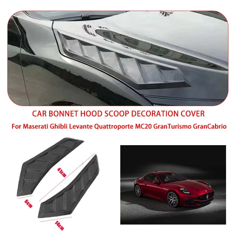 2 Pcs Gloss Black For Maserati Hood Vents Bonnet Cover Rubber Front Bonnet Vent car decorations