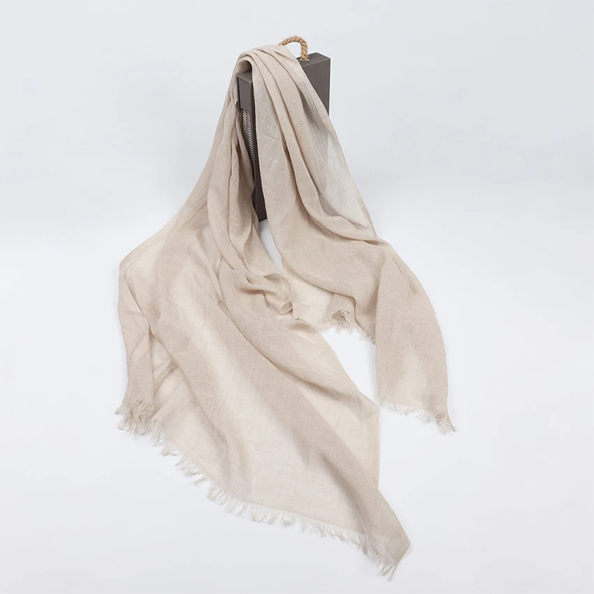 Spring Linen Cotton Scarf Pashmina Soft Shawl And Wraps Summer Scarves Solid Design HIjab Vile Female Foulard Beach Stoles Scarf