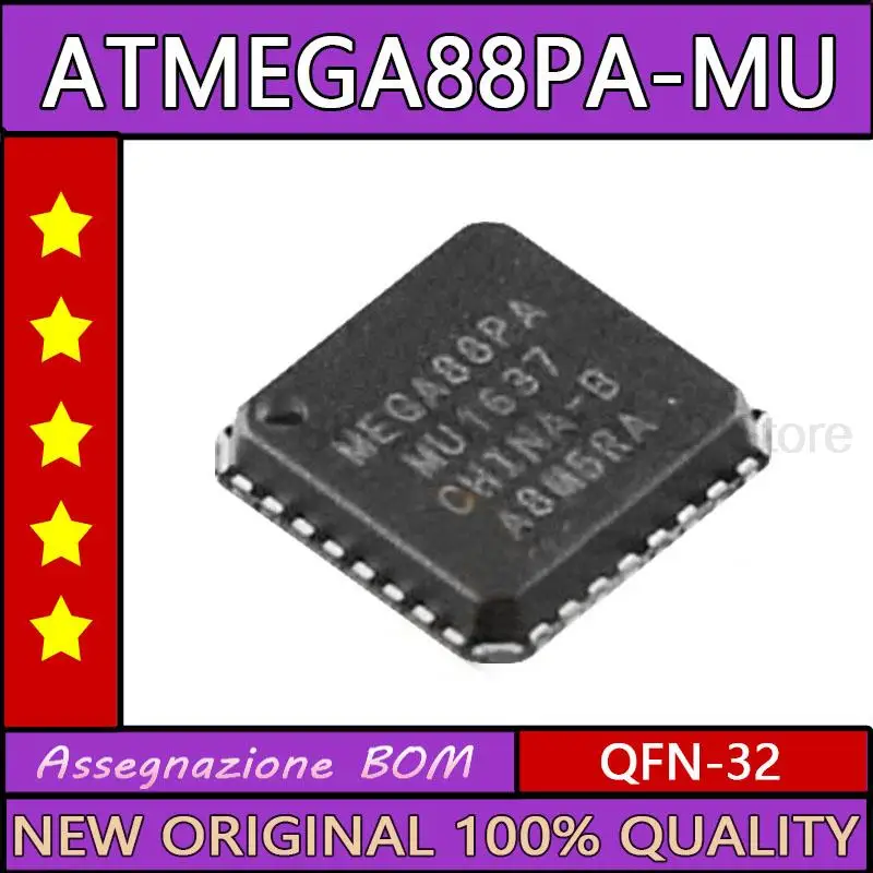 5PCS ATMEGA88PA-MU Original ATMEGA88-MU Microcontroler ATMEGA88 Microcontroller QFN32 Chip ATMEGA88PA-M QFN-32 ATMEGA88PA MU