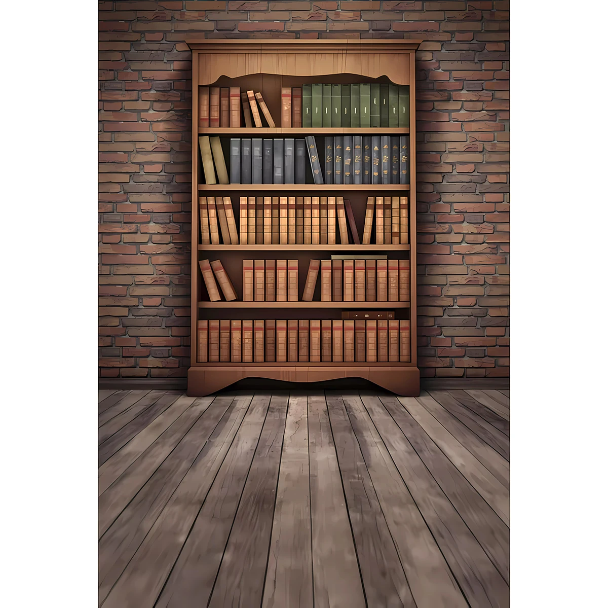 Vintage Wood Bookshelf Photography Background Library Bookshelf Scene Decorative Background For Children\'s Homecoming Party