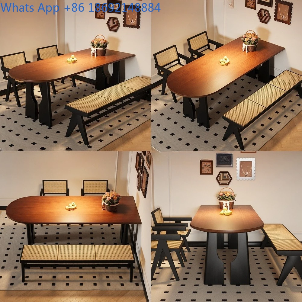 

Vintage Style Solid Wood Dining Table Set Round Small Home Table for Living Room or Meeting Use