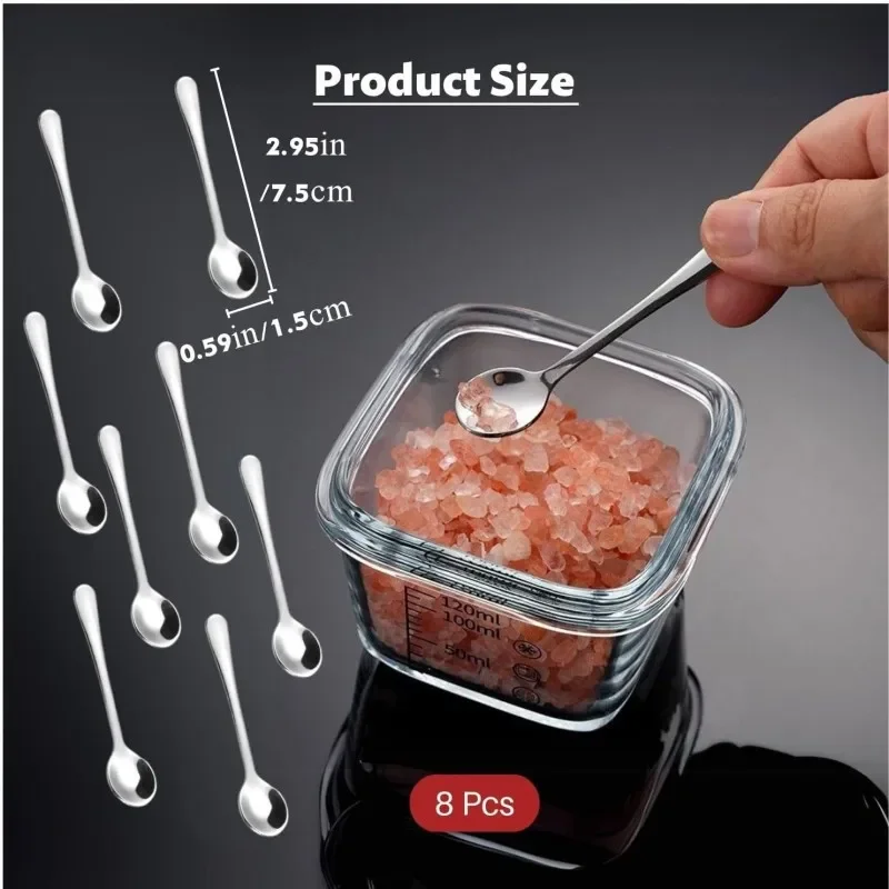 【8-Count 304 Stainless Coffee  Scoop 】Teardrop Design Small Spoons for  Spices,Dessert, Tea-Rust-Proof Kitchen for Commercial