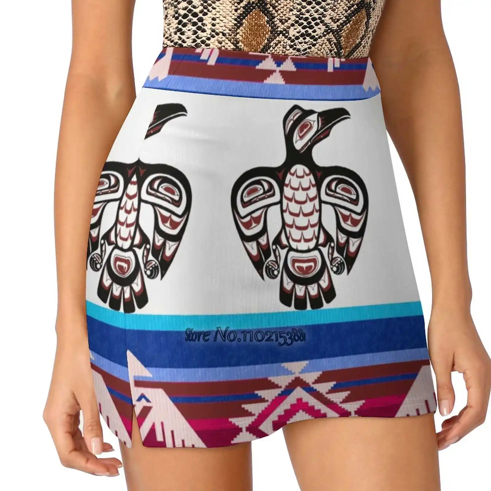 Tshirt Design Women Mini Skirt Two Layers With Pocket Skirts Sport Fitness Running Skorts Salish Coast Haida North West