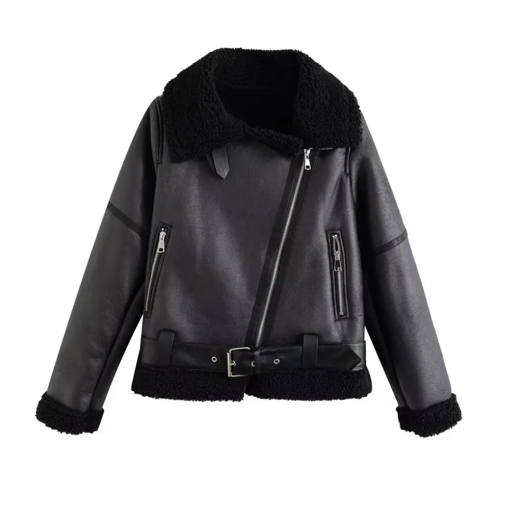 Damen American Style Street Fur One Jacke Mantel Motorrad Herbst Winter Mode Top Europäisch und Neu