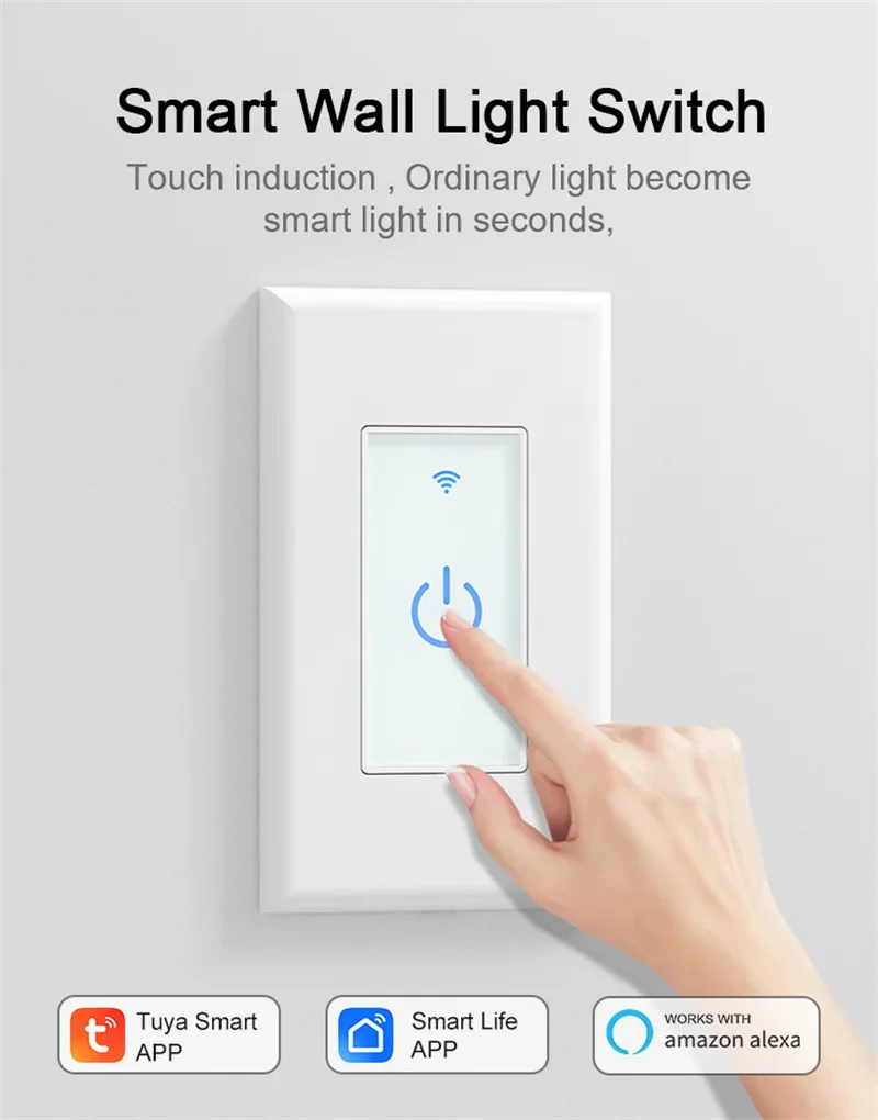 Tuya Wifi Touch Switch 1/2/3 Gang US Smart Home Wall Light Switches touch Induction Led Indicator Support Alexa Google Home