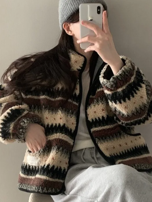 Koreański płaszcz Sle eepskin ort Coat Warm Air, damska odzież wierzchnia zimowa, designerski płaszcz ort Svel Jaet dla młodych kobiet