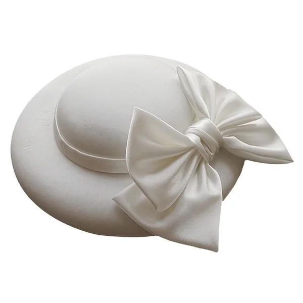 Sombrero de bombín Derby para mujer, sombrero de cubo de Halloween, sombrero de vestido de fiesta para boda (blanco)