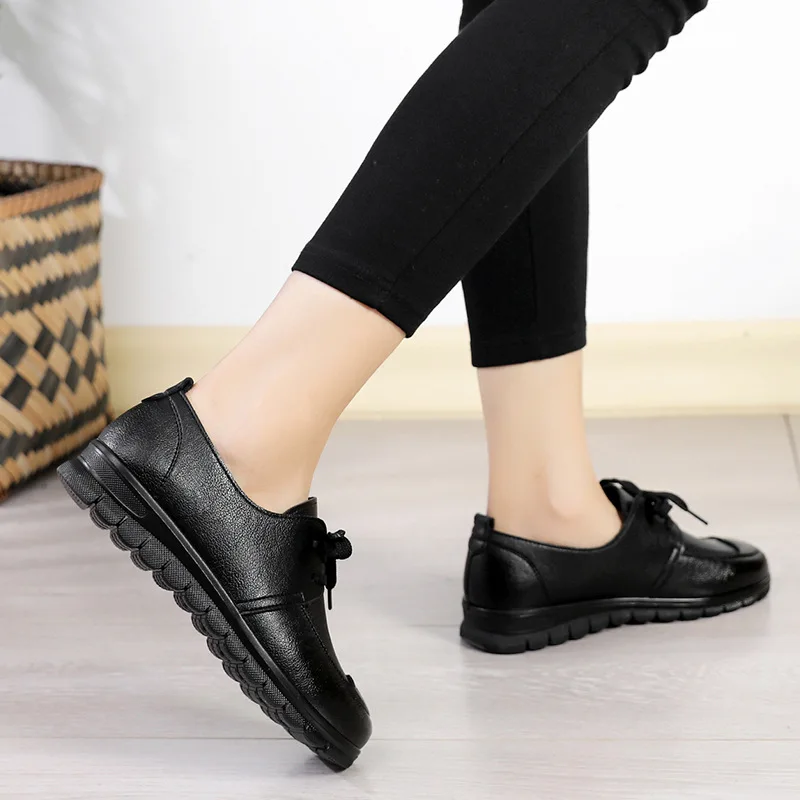 Spring and Autumn Mother Middle-aged and Elderly Soft-soled Flat Casual Single Shoes Work Shoes Ladies Dress Shoes