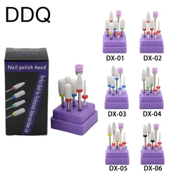 DDQ 7 Pcs Combined Milling Cutters Set For Manicure ,Ceramic Nail Drill Bits Kit Electric Removing Gel Polishing Tools