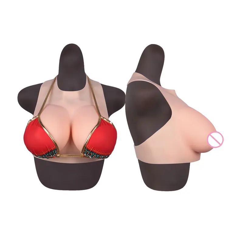 남성용 실리콘 가슴 보형물 - 대형 가짜 가슴 컵 크로스드레서 트랜스젠더 드래그퀸 코스프레 풍성하고 부드러운 흔들림 조절 가능한 플레이트