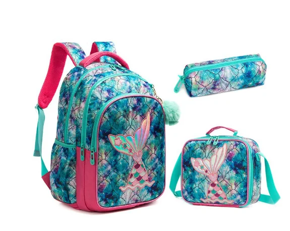 Crianças 3 pçs saco de escola com almoço térmico saco caneta conjunto mochila escolar conjunto para meninas mochila escolar das crianças conjunto para meninos