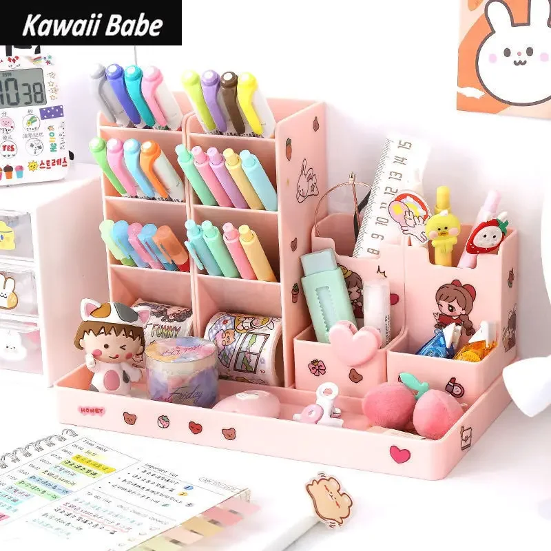 Penholder Desk Organizer Kawaii Desk Accessories Desktop Cute Penholder Organizers Desktop Stand Stationery Office Storage