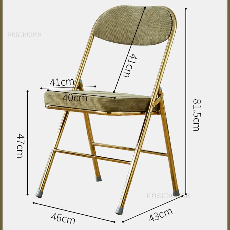 Retro Corduroy Dining Chairs Chairs for Kitchen Furniture Backrest Chair Neoclassical Design Creative Dining Room Folding Chair