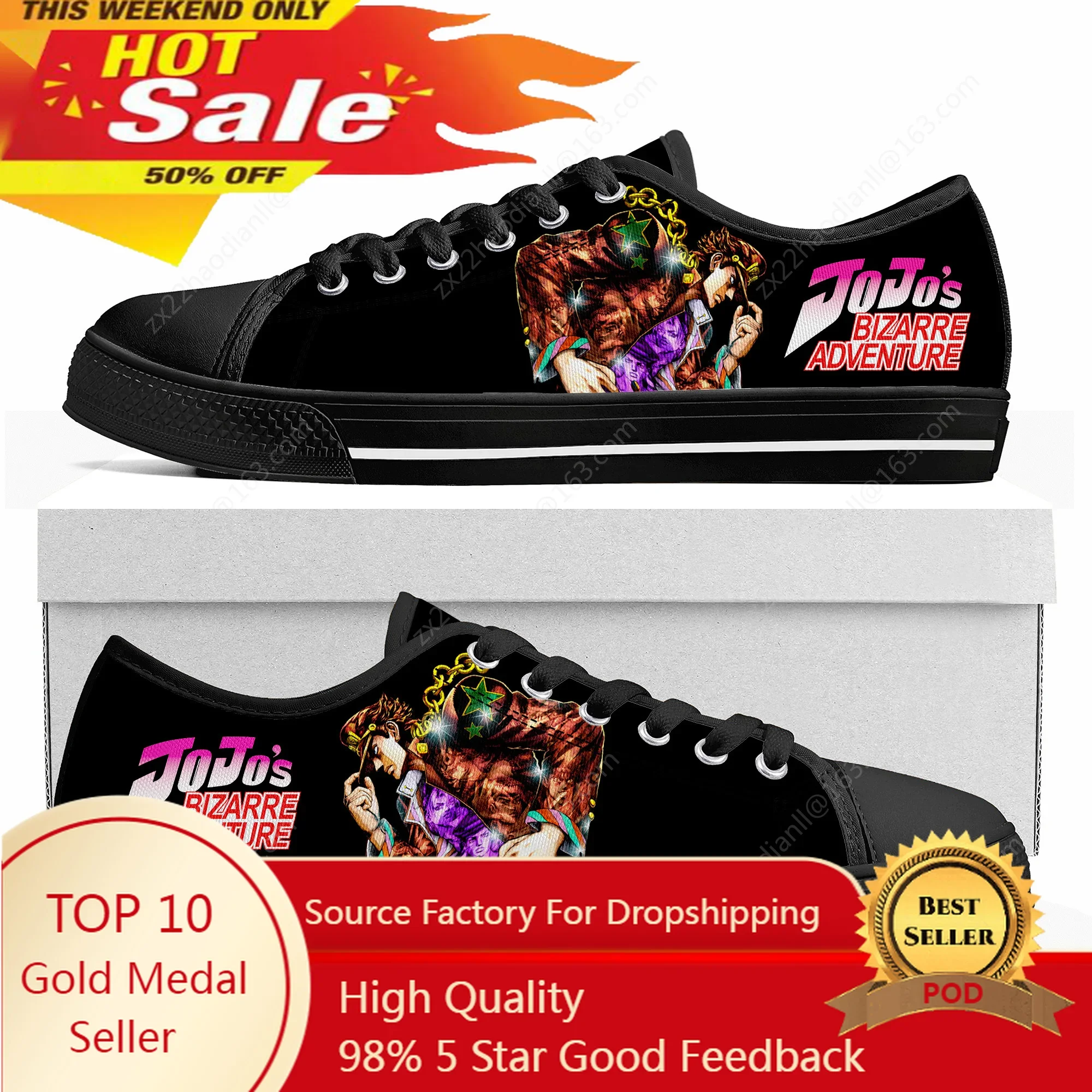 JoJos Bizarre Adventure Low Top Sneakers Mens Womens Teenager Cartoon Manga Canvas Sneaker Couple High Quality Shoes Custom Shoe