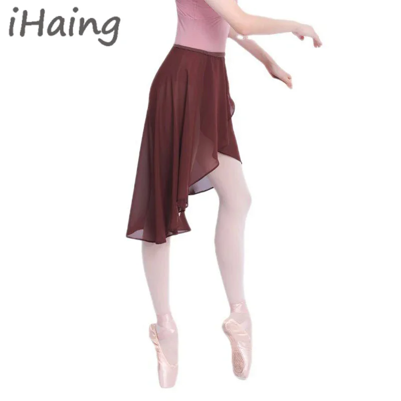 Women Adjustable Ballet Dance Skirt Long Wrap Chiffon Dance Dress Tutu Skate Buckles Ballerina