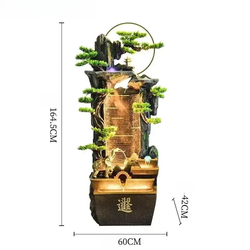 Rockery fountain with LED lights - Zen garden decoration, indoor and outdoor circulation waterfall landscape