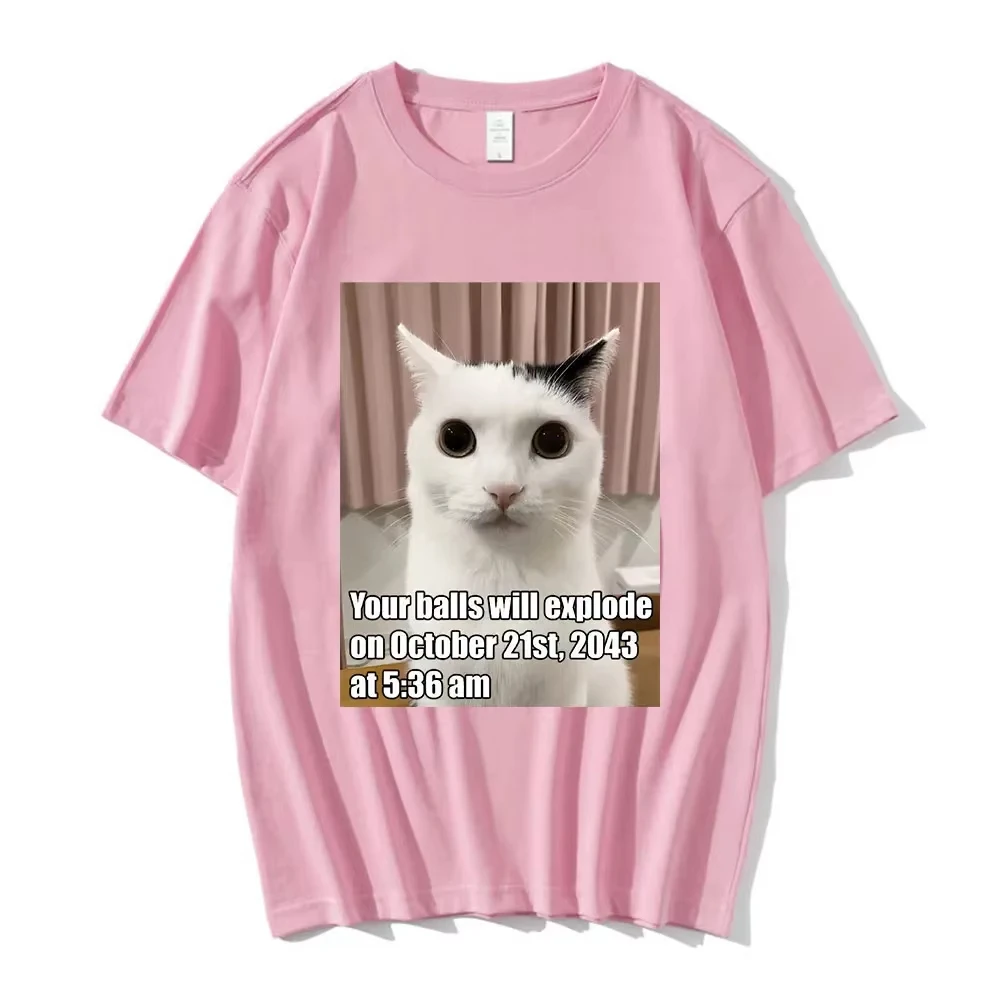 سوف تتفج كراتك مضحك القط ميمي الجرافيك تي شيرت الرجال موضة الهيب هوب تي شيرت عادية القطن قصير الأكمام تي شيرت