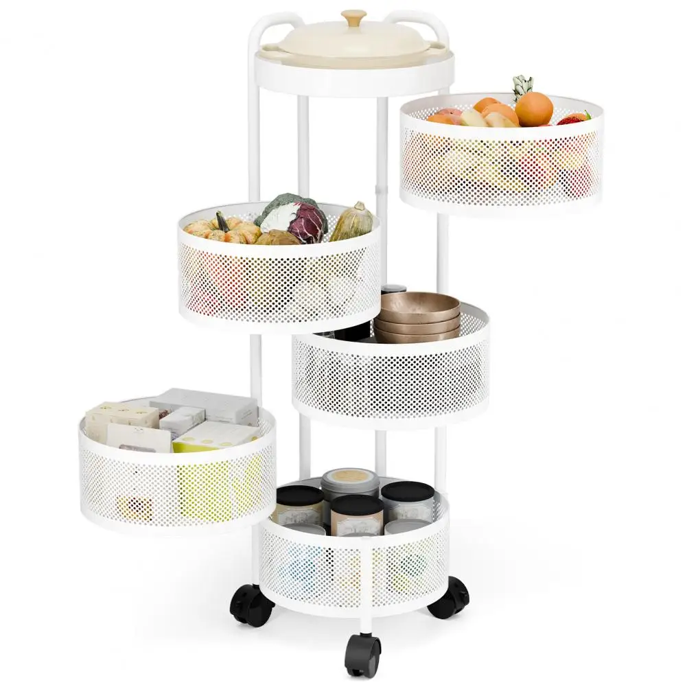 Fruit Vegetable Basket, Rotating Storage Shelves Rack, Kitchen Vegetable Storage Organizer, Fruit Basket Floor Stand Shelf Fruit