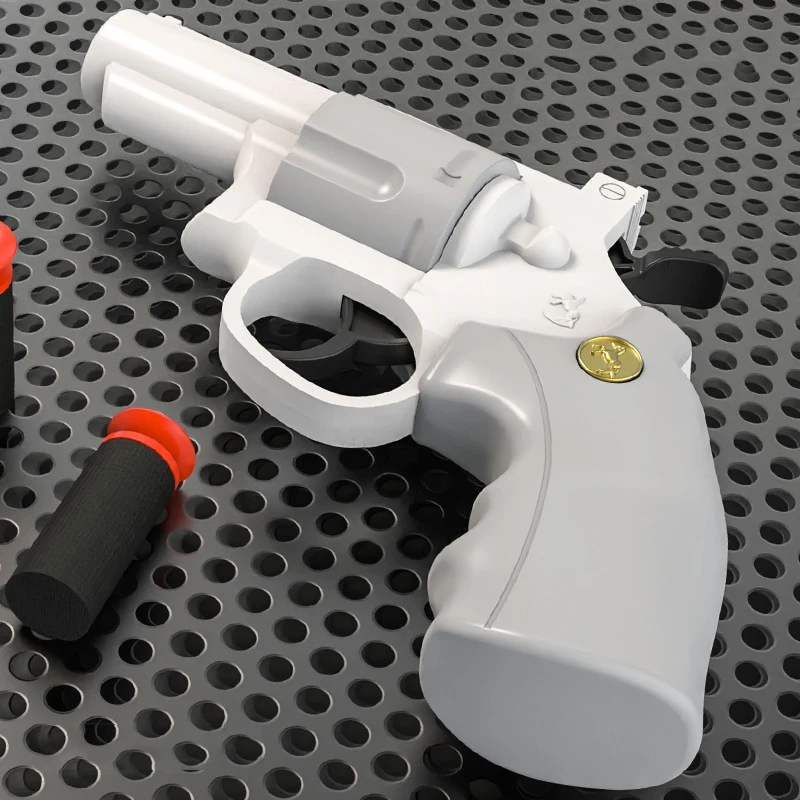 Mini Soft Bullet Stress Relief Toy Revolver Gun Indoor Outdoor Fight Party Game Pistol Model Decompression Toy for Kid Adult