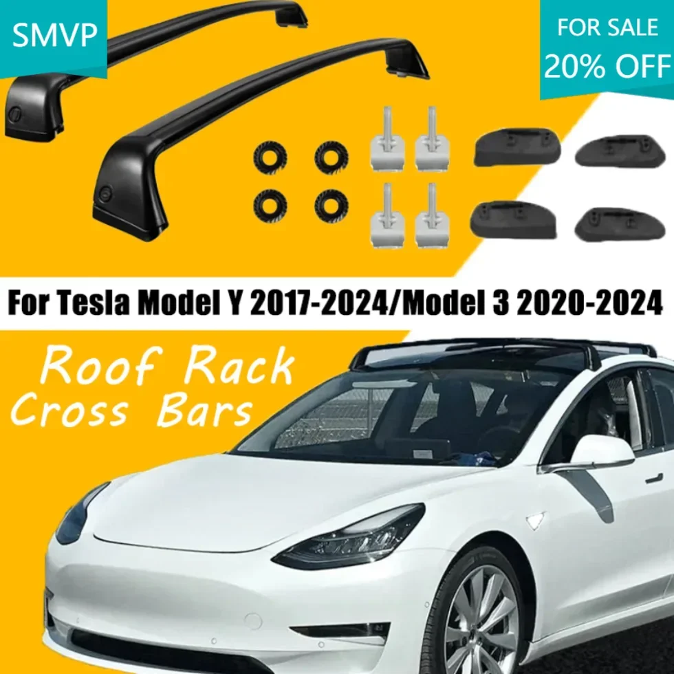 잠글 수 있는 루프 랙 크로스 바 카고 크로스 바 Tesla Model Y 2017-2025 Model 3 2021-2025 용 캐리어 자전거 용 루프 랙