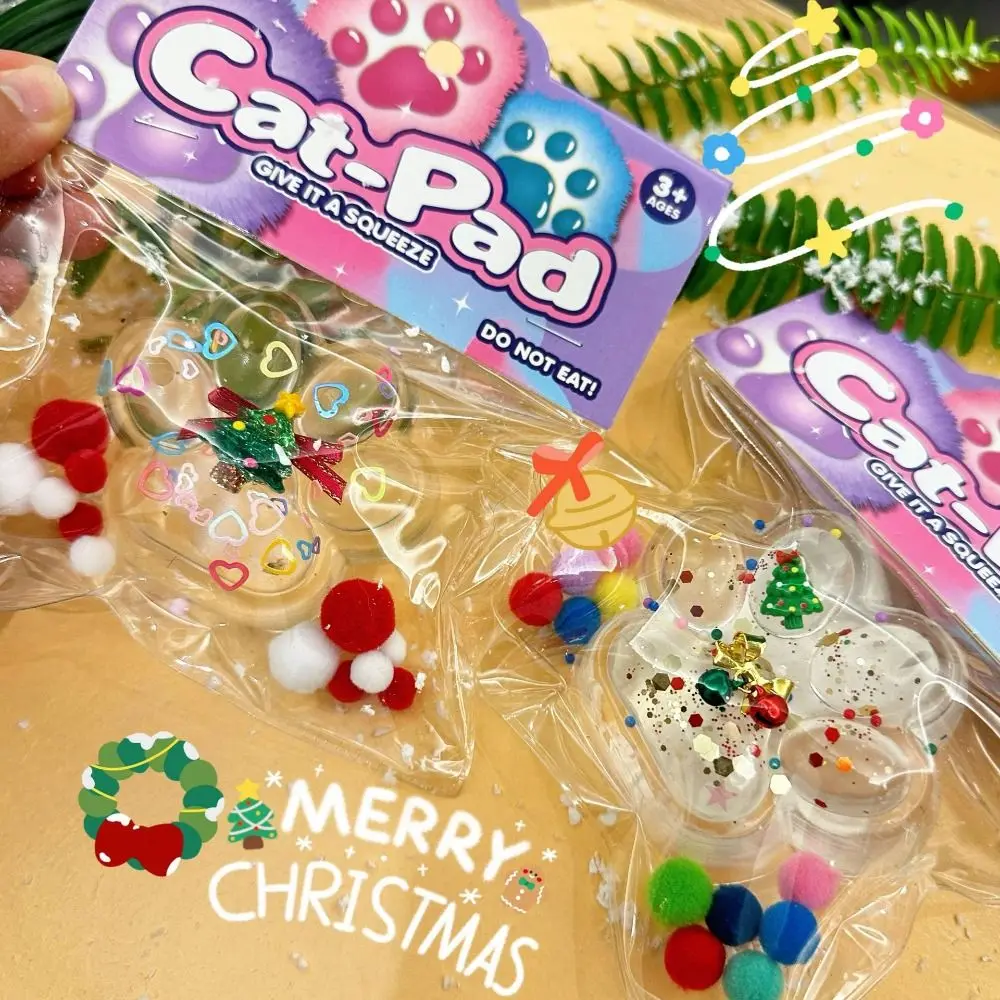 New Transparent Squeeze Cat Paw Toys Christmas Soft Pinch Vent Decompression Toys Silicone TPR Slow Rebound Toy Gifts