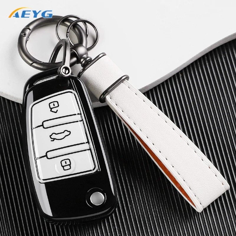 TPU Car Flip Key Case Cover Shell Fob For Audi A3 8L 8P A4 B6 B7 B8 A6 C5 C6 4F RS3 Q3 Q7 TT 8L 8V S3 Protector Holder Keyless