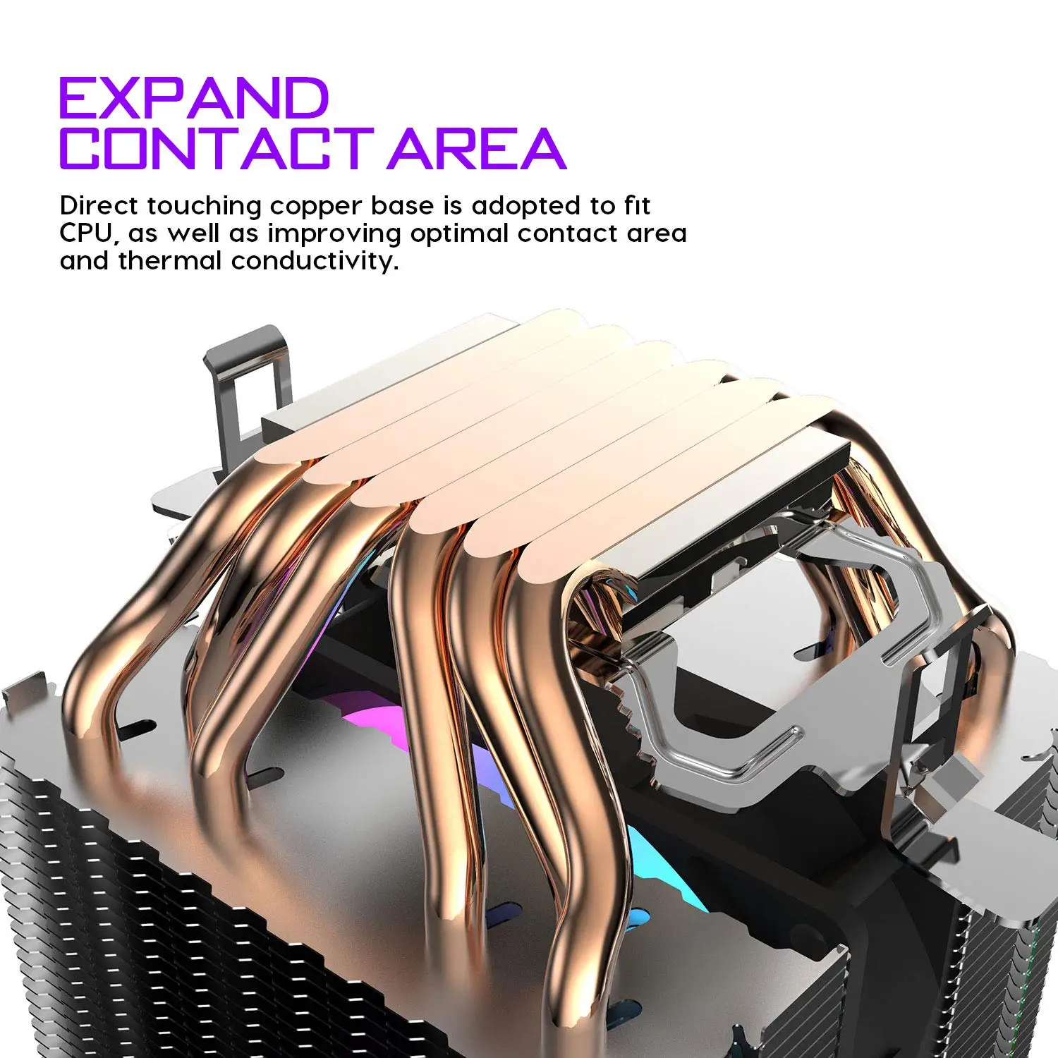 SMIEA Cpu Air Cooler 6 tubi di calore Dissipatore di calore a doppio torre con ventole LED arcobaleno da 90 mm per Intel 775/1150/1155/1156/1366