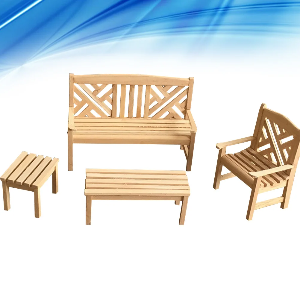 4 Pcs Kid Pretend Play Toy 1/12 Mini Adornment Furniture House Accessories Bamboo