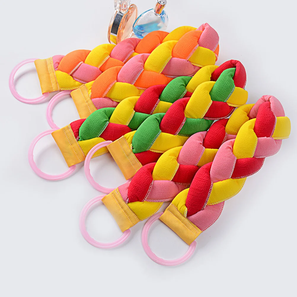 

1pc Double-Sided Exfoliating Bath Towel Long Strip Back Scrubbing Tool With Pull Rings For Women Thickened Durable Shower Body